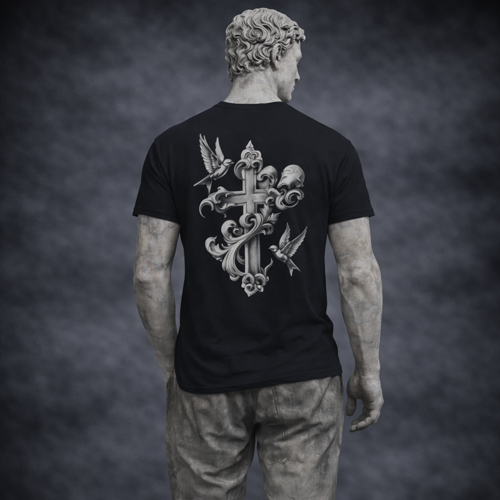 Oversized T-Shirt | Cross and Swallows | Collection Winter 2026 |